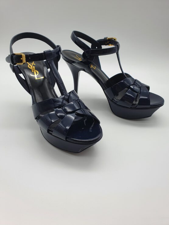 tribute platform sandals in patent leather